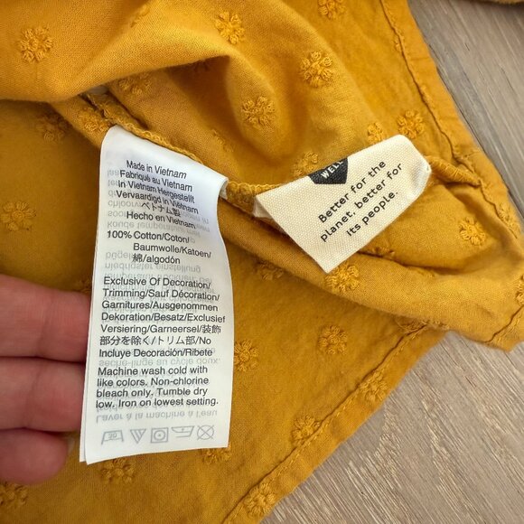 Madewell Yellow Floral Embroidered Smocked-Neck Raglan Balloon Sleeve Women's M - Picture 6 of 15